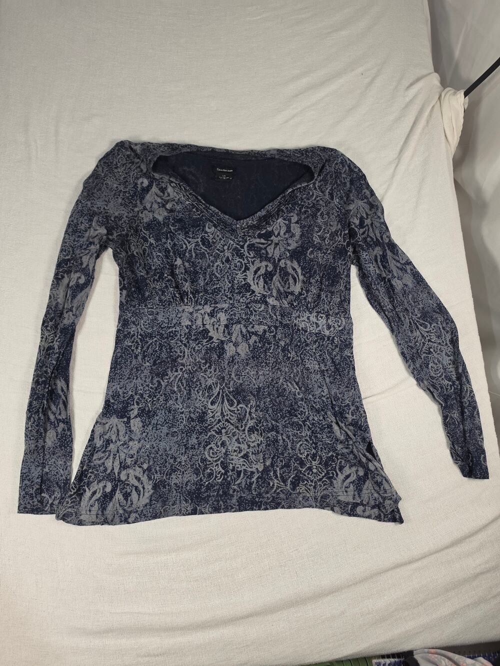 Calvin Klein Jeans Damask Print Empire Waist Top L